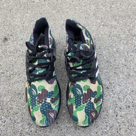 Adidas X Bape Green Camo Ultraboost Sneaker Men Size 9 - Picture 6 of 14